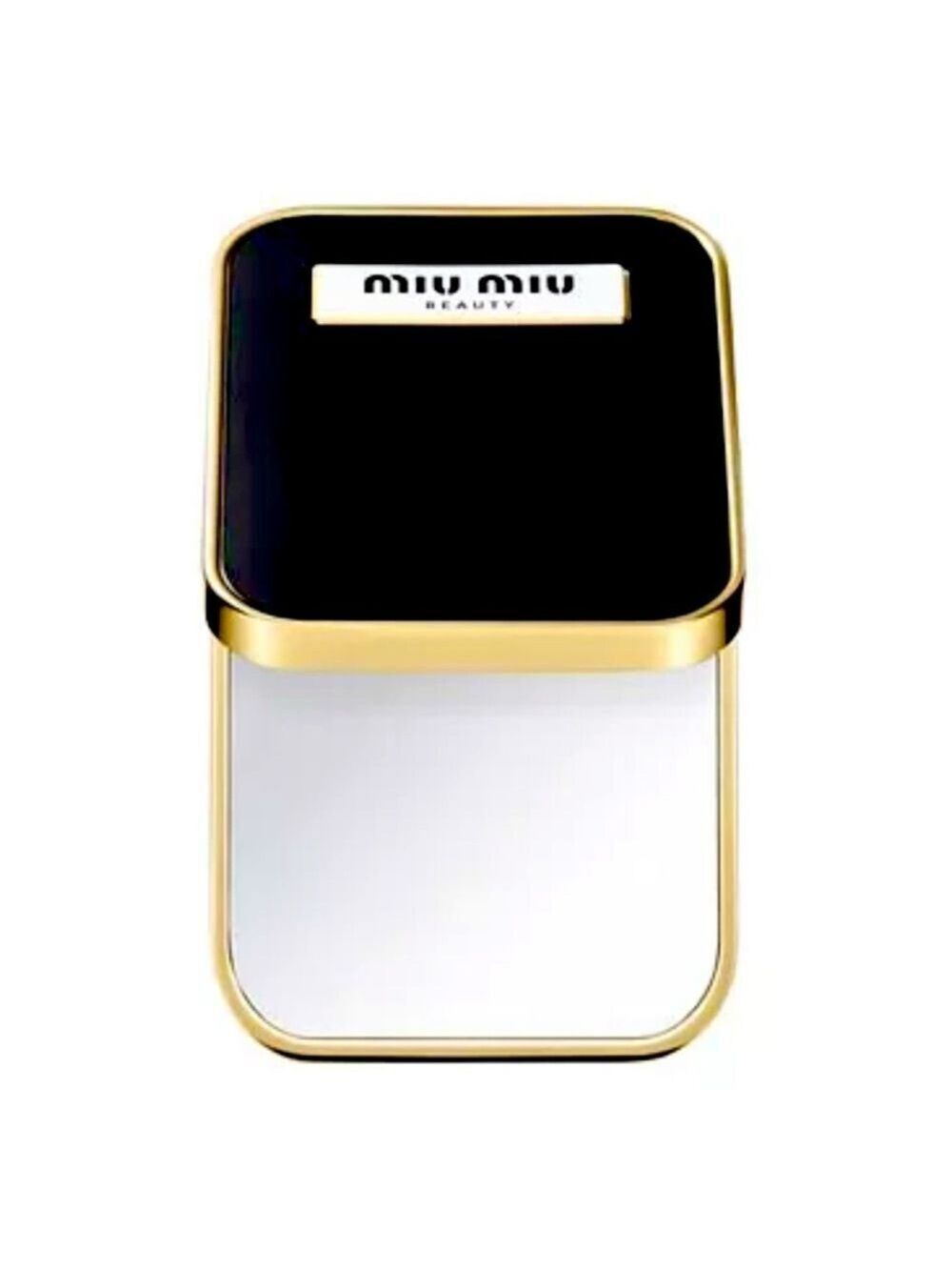 Miu Miu Beauty Compact Pocket Mirror Logo Black Golden Square New Authentic